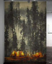 Cargar imagen en el visor de la galería, Camping Under the Stars Painting Wallpaper. Woodland Forest Wall Mural. Nature Wall Decor. #6492
