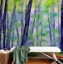 Load image into Gallery viewer, Watercolor Forest Wallpaper. Colorful Forest Peel and Stick Wall Mural. #6493
