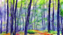 Load image into Gallery viewer, Watercolor Forest Wallpaper. Colorful Forest Peel and Stick Wall Mural. #6493
