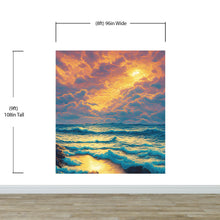 Cargar imagen en el visor de la galería, Dramatic Scene of a Sunset Over Blue Ocean Wall Mural Peel and Stick Wallpaper. #6495
