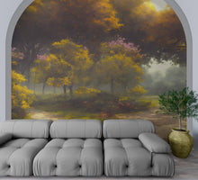 Load image into Gallery viewer, Vintage Trees in Park Wallpaper. Peel and Stick Wall Mural. #6496
