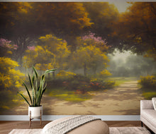 Cargar imagen en el visor de la galería, Vintage Trees in Park Wallpaper. Peel and Stick Wall Mural. #6496
