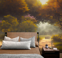 Cargar imagen en el visor de la galería, Vintage Trees in Park Wallpaper. Peel and Stick Wall Mural. #6496
