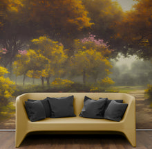 Cargar imagen en el visor de la galería, Vintage Trees in Park Wallpaper. Peel and Stick Wall Mural. #6496
