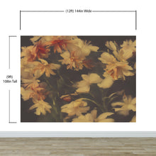 Carregar imagem no visualizador da galeria, Vintage Dark Background with Yellow Flowers Botanical Wallpaper. #6497
