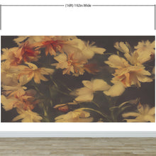 Cargar imagen en el visor de la galería, Vintage Dark Background with Yellow Flowers Botanical Wallpaper. #6497
