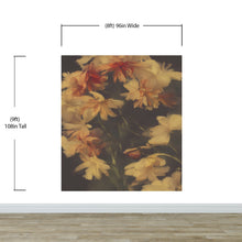 Cargar imagen en el visor de la galería, Vintage Dark Background with Yellow Flowers Botanical Wallpaper. #6497
