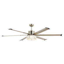 Carregar imagem no visualizador da galeria, 65&quot; Modern Brushed Nickel DC Motor Downrod Mount Reversible Ceiling Fan with Lighting and Remote Control
