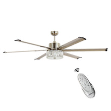 Cargar imagen en el visor de la galería, 65&quot; Modern Brushed Nickel DC Motor Downrod Mount Reversible Ceiling Fan with Lighting and Remote Control
