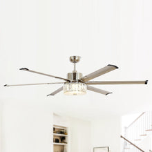 Carregar imagem no visualizador da galeria, 65&quot; Modern Brushed Nickel DC Motor Downrod Mount Reversible Ceiling Fan with Lighting and Remote Control
