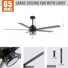 Carregar imagem no visualizador da galeria, 65&quot; Modern Reversible Ceiling Fan with Lighting and Remote Control
