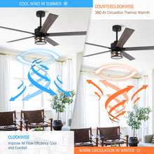 Load image into Gallery viewer, 65&quot; Modern Reversible Ceiling Fan with Lighting and Remote Control
