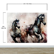 Cargar imagen en el visor de la galería, Horse Galloping Watercolor Painting. Cowboy Peel and Stick Wall Mural. #6500
