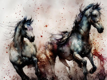 Cargar imagen en el visor de la galería, Horse Galloping Watercolor Painting. Cowboy Peel and Stick Wall Mural. #6500
