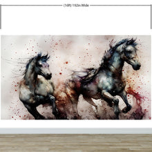 Cargar imagen en el visor de la galería, Horse Galloping Watercolor Painting. Cowboy Peel and Stick Wall Mural. #6500
