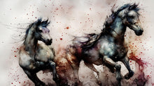 Cargar imagen en el visor de la galería, Horse Galloping Watercolor Painting. Cowboy Peel and Stick Wall Mural. #6500
