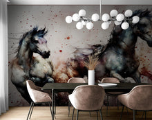 Cargar imagen en el visor de la galería, Horse Galloping Watercolor Painting. Cowboy Peel and Stick Wall Mural. #6500
