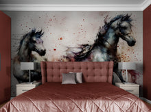 Cargar imagen en el visor de la galería, Horse Galloping Watercolor Painting. Cowboy Peel and Stick Wall Mural. #6500
