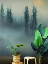 Load image into Gallery viewer, Misty Forest Wallpaper, Peel and Stick Wall Mural. #6501
