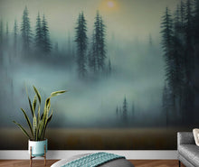 Load image into Gallery viewer, Misty Forest Wallpaper, Peel and Stick Wall Mural. #6501
