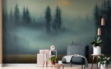 Load image into Gallery viewer, Misty Forest Wallpaper, Peel and Stick Wall Mural. #6501
