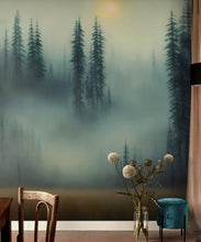 Load image into Gallery viewer, Misty Forest Wallpaper, Peel and Stick Wall Mural. #6501
