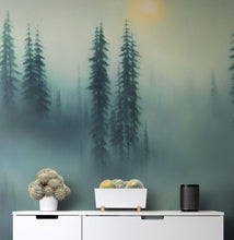 Load image into Gallery viewer, Misty Forest Wallpaper, Peel and Stick Wall Mural. #6501
