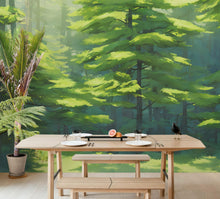 Load image into Gallery viewer, Evergreen Forest Wall Mural. Peel and Stick Wallpaper. #6502
