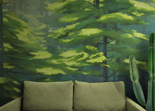 Load image into Gallery viewer, Evergreen Forest Wall Mural. Peel and Stick Wallpaper. #6502
