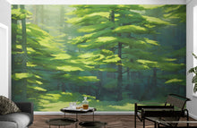 Cargar imagen en el visor de la galería, Evergreen Forest Wall Mural. Peel and Stick Wallpaper. #6502
