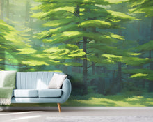 Load image into Gallery viewer, Evergreen Forest Wall Mural. Peel and Stick Wallpaper. #6502
