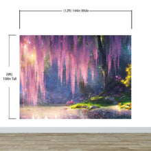 Cargar imagen en el visor de la galería, Enchanted Forest with Pink Cherry Blossom Tree Wall Mural. #6504
