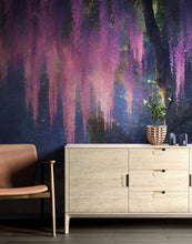 Cargar imagen en el visor de la galería, Enchanted Forest with Pink Cherry Blossom Tree Wall Mural. #6504
