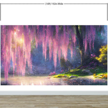 Carregar imagem no visualizador da galeria, Enchanted Forest with Pink Cherry Blossom Tree Wall Mural. #6504
