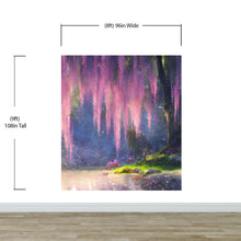 Cargar imagen en el visor de la galería, Enchanted Forest with Pink Cherry Blossom Tree Wall Mural. #6504
