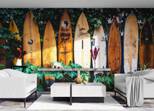 Cargar imagen en el visor de la galería, Surfboards Wall Mural. Peel and Stick Wallpaper. Summer Tropical Beach Theme Decor. #6509
