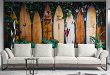 Cargar imagen en el visor de la galería, Surfboards Wall Mural. Peel and Stick Wallpaper. Summer Tropical Beach Theme Decor. #6509
