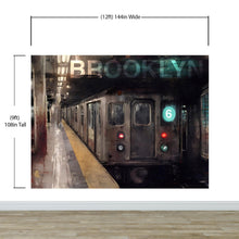 Load image into Gallery viewer, Brooklyn Art Wallpaper. Subway 6 Train Peel and Stick Wall Mural #6516
