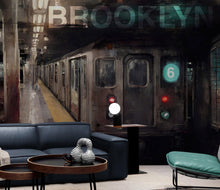 Load image into Gallery viewer, Brooklyn Art Wallpaper. Subway 6 Train Peel and Stick Wall Mural #6516
