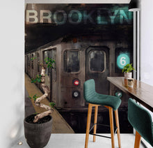 Load image into Gallery viewer, Brooklyn Art Wallpaper. Subway 6 Train Peel and Stick Wall Mural #6516
