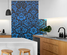 Load image into Gallery viewer, Damask Wallpaper Blue Color on Dark Background Pattern Wallpaper Peel and Stick Wall Mural Home Decor #6518
