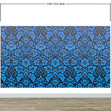 Load image into Gallery viewer, Damask Wallpaper Blue Color on Dark Background Pattern Wallpaper Peel and Stick Wall Mural Home Decor #6518
