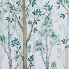 Cargar imagen en el visor de la galería, Nursery Woodland Forest Wallpaper. Watercolor Birch Tree Forest Wall Mural. #6525
