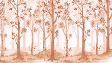 Cargar imagen en el visor de la galería, Sepia Tone Nursery Woodland Forest Wallpaper. Watercolor Birch Tree Forest Wall Mural. #6526
