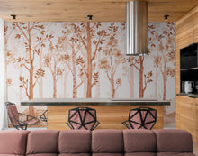 Carregar imagem no visualizador da galeria, Sepia Tone Nursery Woodland Forest Wallpaper. Watercolor Birch Tree Forest Wall Mural. #6526
