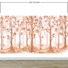 Cargar imagen en el visor de la galería, Sepia Tone Nursery Woodland Forest Wallpaper. Watercolor Birch Tree Forest Wall Mural. #6526
