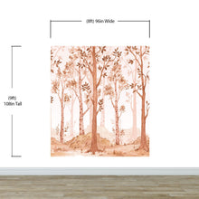 Load image into Gallery viewer, Sepia Tone Nursery Woodland Forest Wallpaper. Watercolor Birch Tree Forest Wall Mural. #6526
