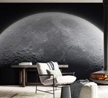 Load image into Gallery viewer, Moon Wallpaper. Black and White Wall Decor. #6532
