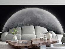 Cargar imagen en el visor de la galería, Moon Wallpaper. Black and White Wall Decor. #6532
