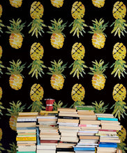 Load image into Gallery viewer, Pineapple Wallpaper. Pink, Purple, or Black Color Peel and Stick Wall Mural. #6538
